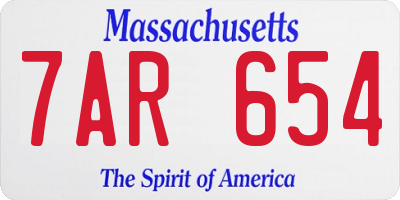 MA license plate 7AR654