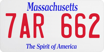 MA license plate 7AR662
