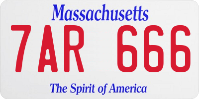 MA license plate 7AR666
