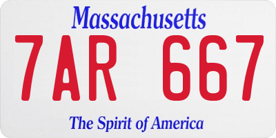 MA license plate 7AR667