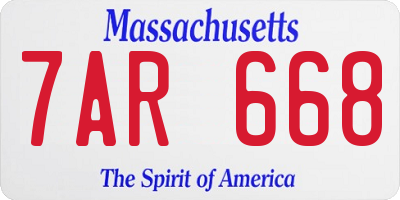 MA license plate 7AR668