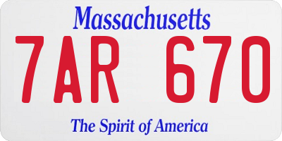 MA license plate 7AR670