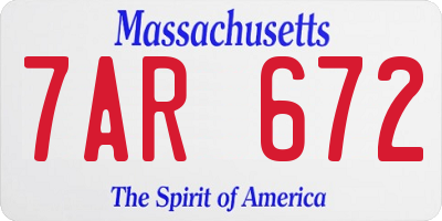 MA license plate 7AR672
