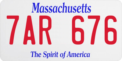 MA license plate 7AR676