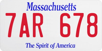 MA license plate 7AR678