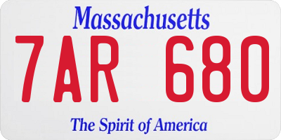 MA license plate 7AR680