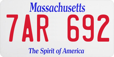 MA license plate 7AR692