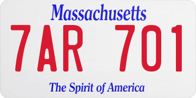 MA license plate 7AR701