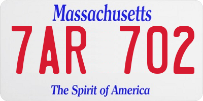 MA license plate 7AR702