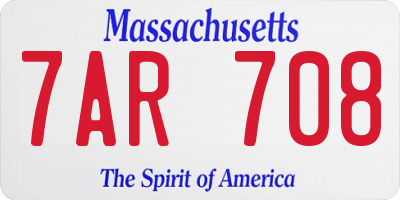 MA license plate 7AR708