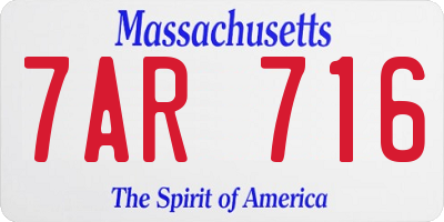 MA license plate 7AR716