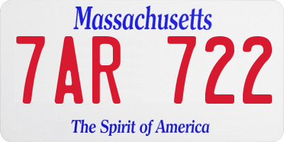 MA license plate 7AR722