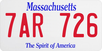 MA license plate 7AR726