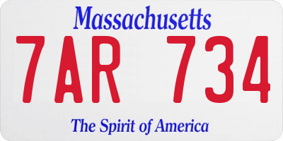 MA license plate 7AR734