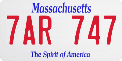 MA license plate 7AR747