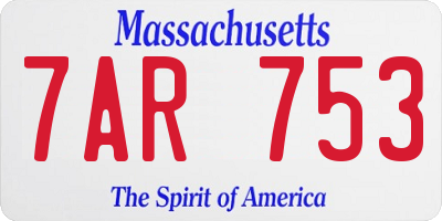 MA license plate 7AR753