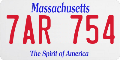 MA license plate 7AR754