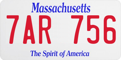 MA license plate 7AR756