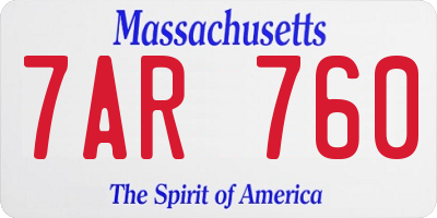 MA license plate 7AR760