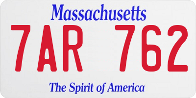MA license plate 7AR762