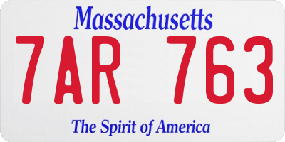 MA license plate 7AR763