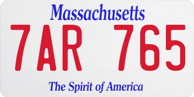 MA license plate 7AR765