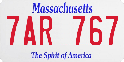 MA license plate 7AR767