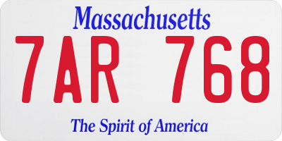 MA license plate 7AR768