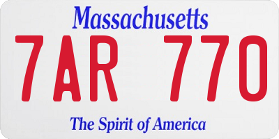 MA license plate 7AR770