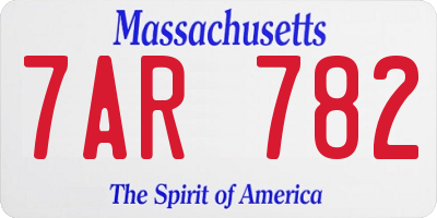 MA license plate 7AR782