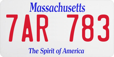 MA license plate 7AR783