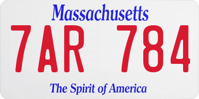 MA license plate 7AR784