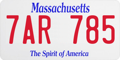 MA license plate 7AR785