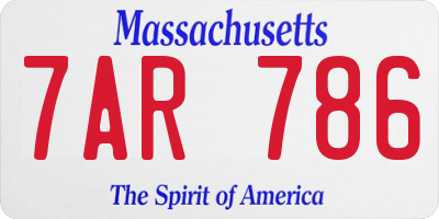 MA license plate 7AR786
