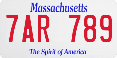 MA license plate 7AR789