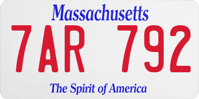 MA license plate 7AR792