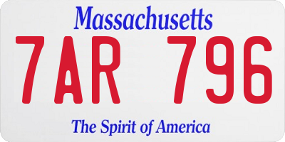 MA license plate 7AR796