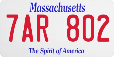 MA license plate 7AR802