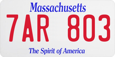 MA license plate 7AR803