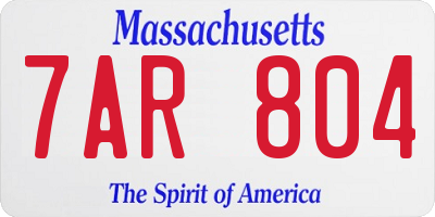 MA license plate 7AR804