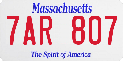 MA license plate 7AR807