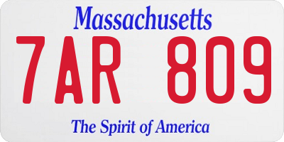 MA license plate 7AR809