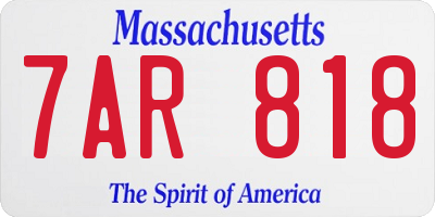 MA license plate 7AR818
