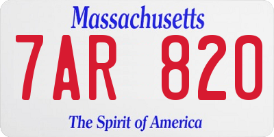MA license plate 7AR820