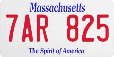 MA license plate 7AR825