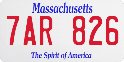 MA license plate 7AR826