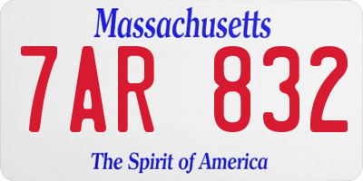 MA license plate 7AR832