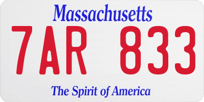 MA license plate 7AR833