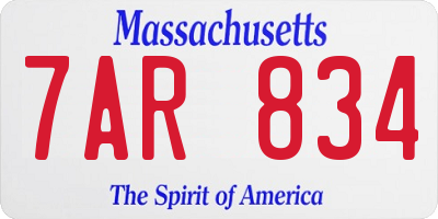 MA license plate 7AR834