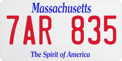 MA license plate 7AR835